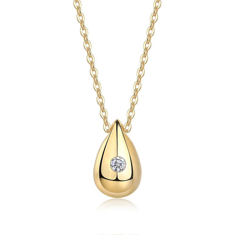 Dreamy Water Drop Necklace With 1-carat Moissanite S925 Sterling Silver And Gold Plating