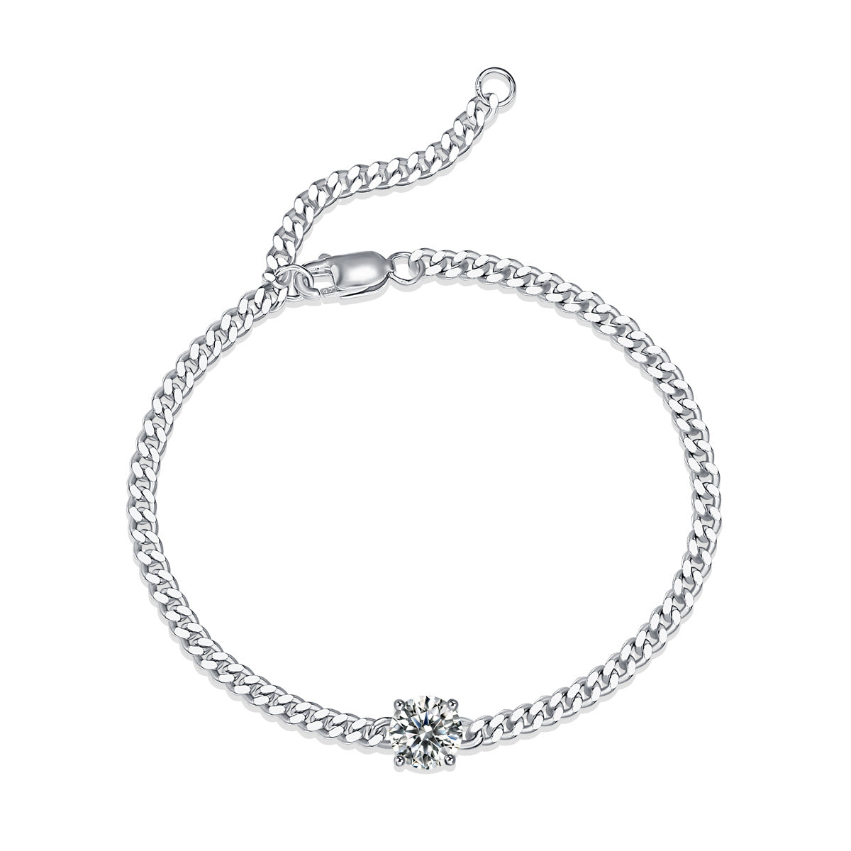 Moissanite Diamond Silver Bracelet