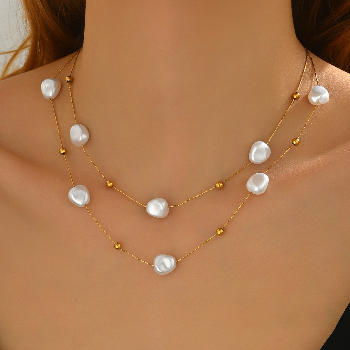 Lxalry 18K Gold Plated Pearl Studded Necklace