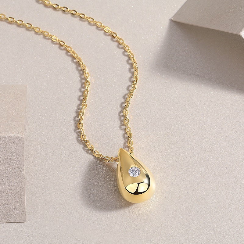 Dreamy Water Drop Necklace With 1-carat Moissanite S925 Sterling Silver And Gold Plating