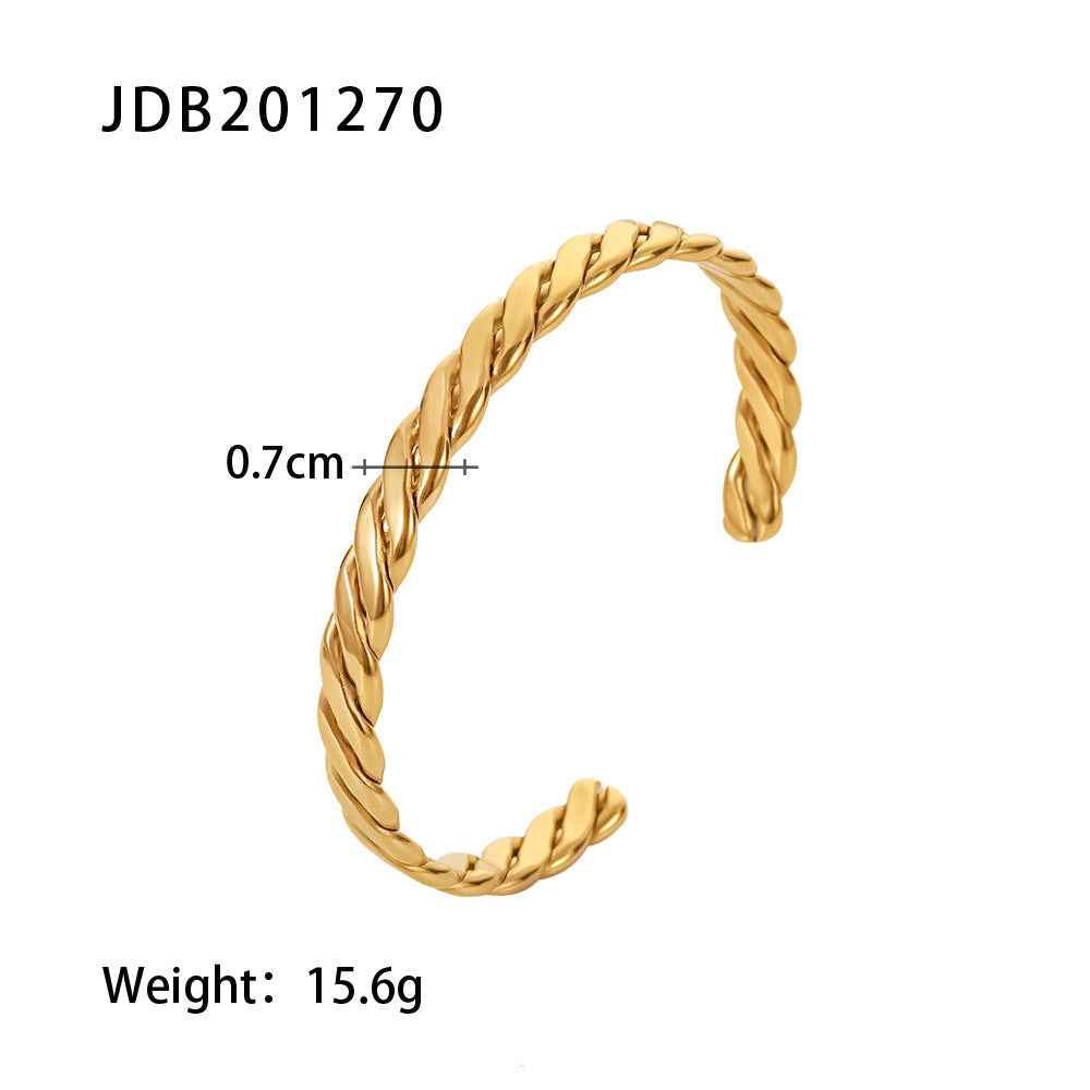 Gold-plated Stainless Steel Bracelets With Zirconia