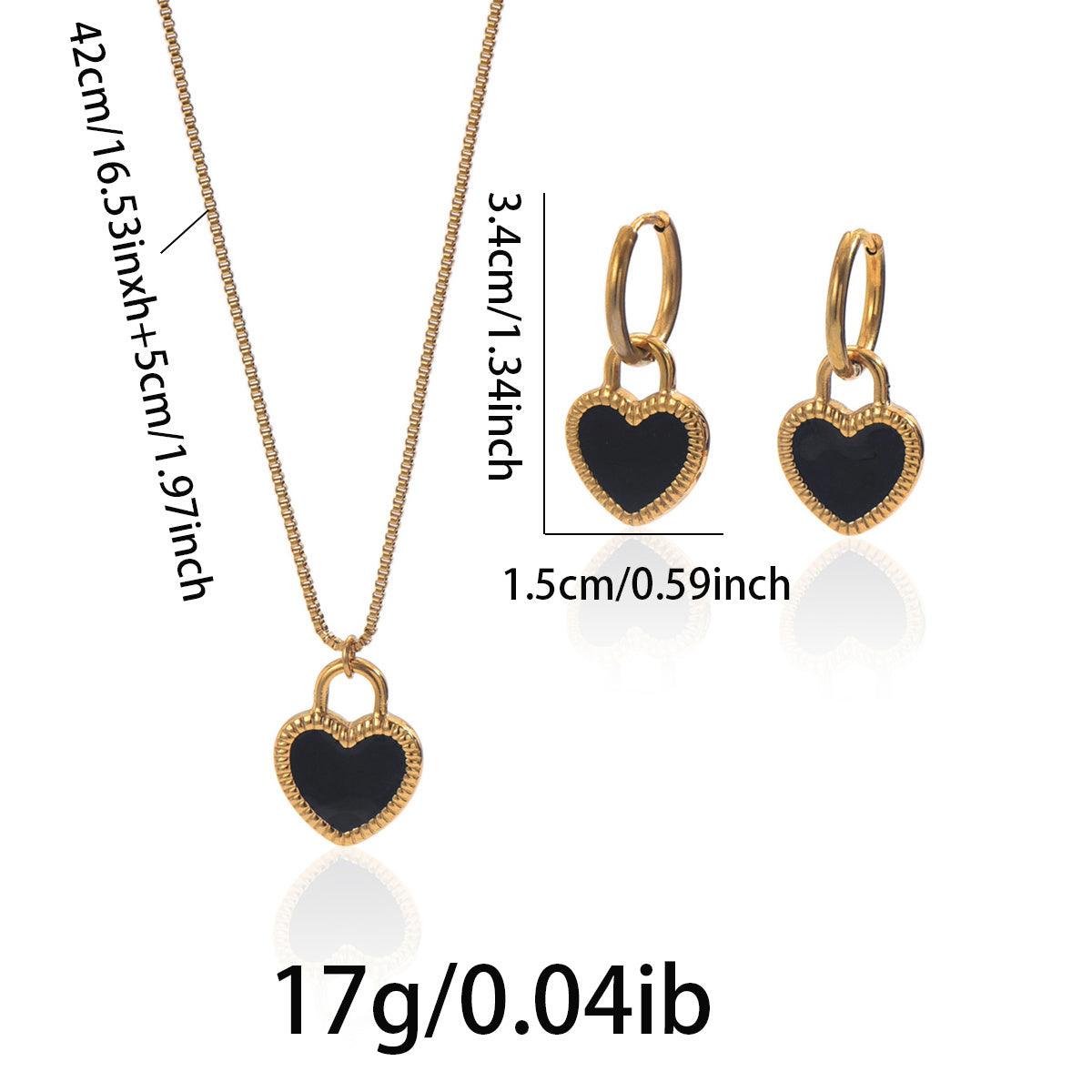 18K Gold Plated Heart Mirror Jewelry Set