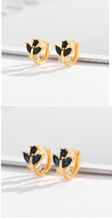 Multi-style Square Crystal Zircon Gold Plated Ear Ring