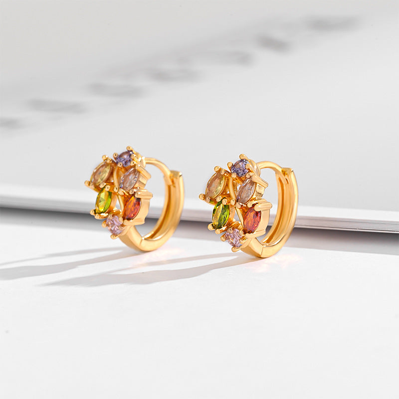 Multi-style Square Crystal Zircon Gold Plated Ear Ring