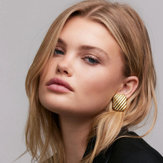 Uworld  New Stainless Steel Unusual Stud Earrings for Women Statement Metal Geometric 18K PVD Plated Minimalist Jewelry Gift