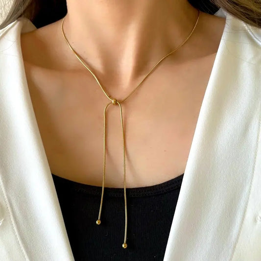 Skyrim Kpop Long Snake Chain Necklace Women Stainless Steel Adjustable Clavicle Chain Fashion Minimalist Jewelry Birthday Gift