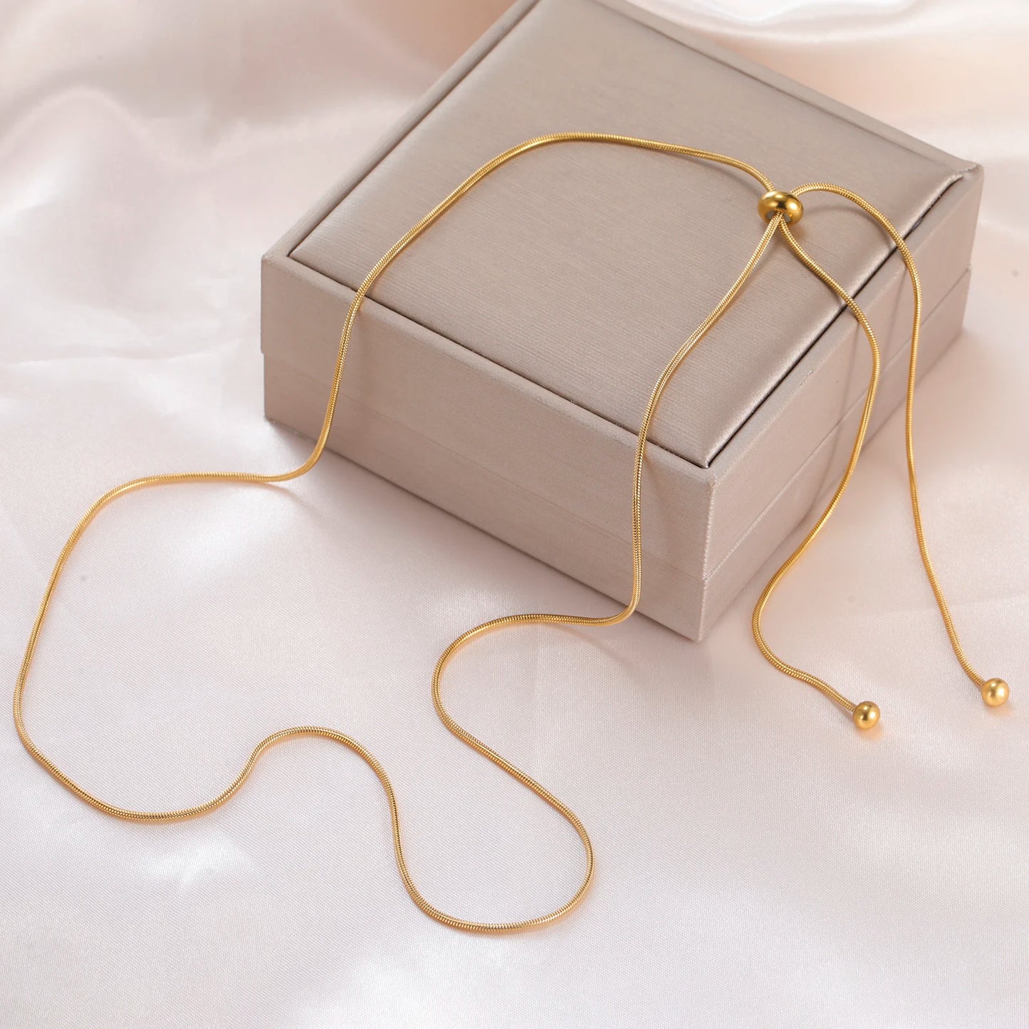 Skyrim Kpop Long Snake Chain Necklace Women Stainless Steel Adjustable Clavicle Chain Fashion Minimalist Jewelry Birthday Gift