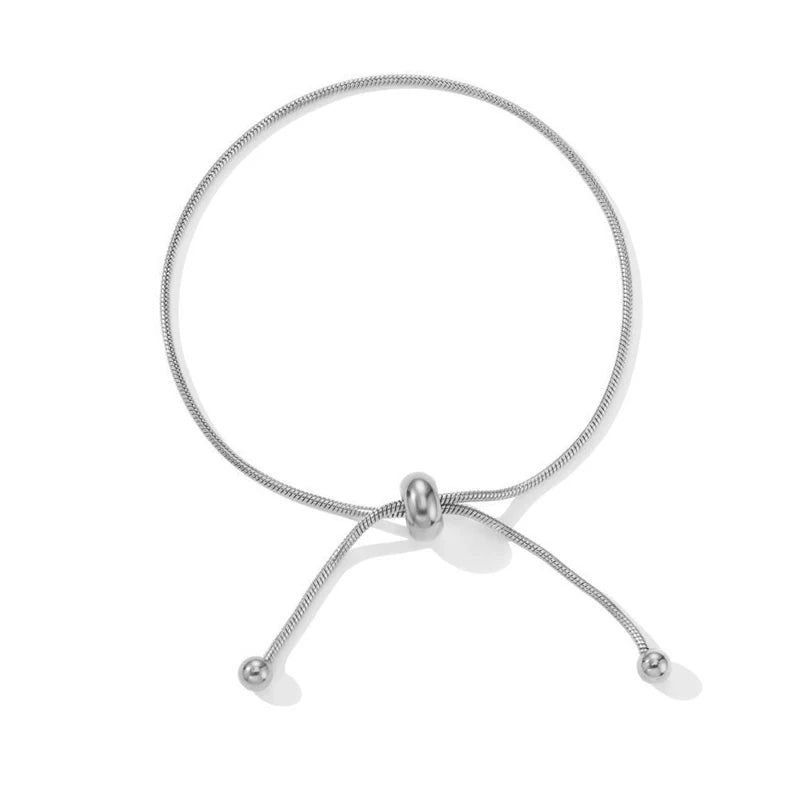 Snake Chain Bracelet Bangle For Women Stainless Steel Adjustable Slider Bracelet Minimalist Jewelry Rose Gold Silver Color Gift