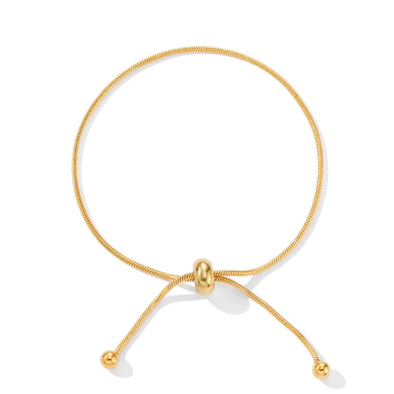 Snake Chain Bracelet Bangle For Women Stainless Steel Adjustable Slider Bracelet Minimalist Jewelry Rose Gold Silver Color Gift