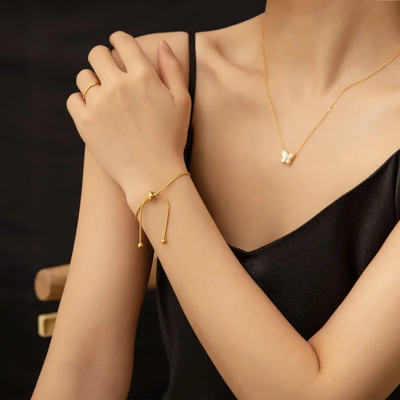 Snake Chain Bracelet Bangle For Women Stainless Steel Adjustable Slider Bracelet Minimalist Jewelry Rose Gold Silver Color Gift