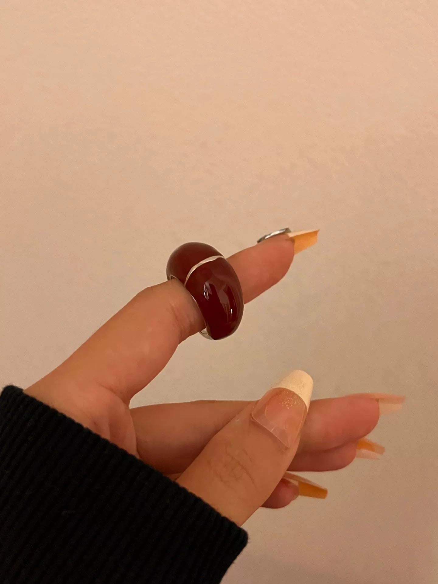 INS Fashion Gold Plated Drip Glazed Female Niche Style Ring