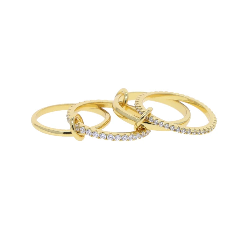 Stacking Engagement Band Rings For Women Plain Micro Paved 5A CZ Mix Color Multi Pieces Stack Full Finger Jewelry