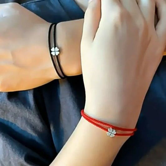 1/3Pcs Red Four-leaf Clover Bracelets for Women Men Adjustable Handmade Red Lucky Rope Couple Minimalist Jewelry Accessories