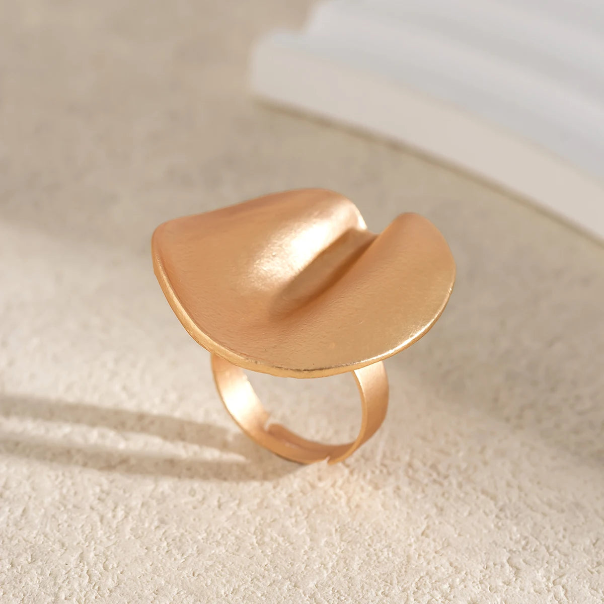 PuRui Unique Irregular Big Cuff Rings for Women Open Matte Gold Color Finger Rings Adjustable Jewelry Punk 2024 Party Wedding