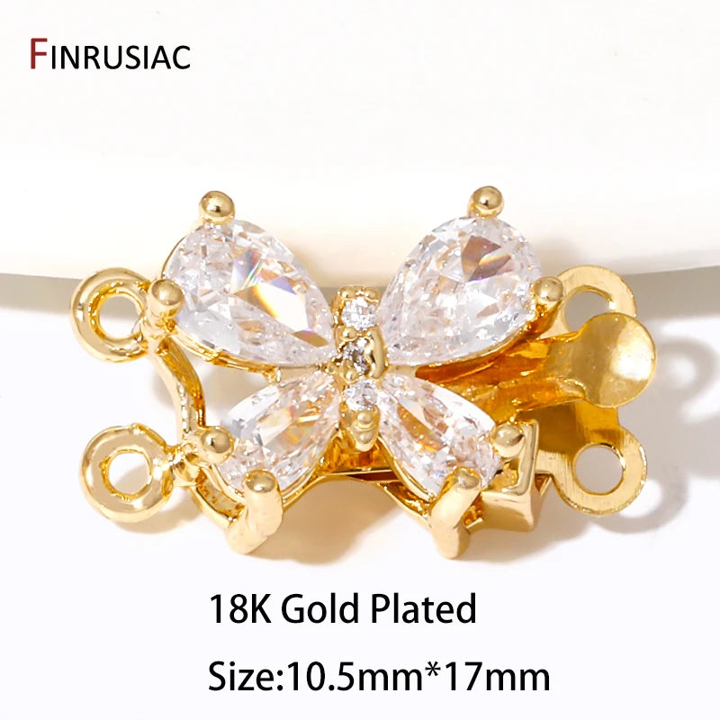 Multi Styles 18K Gold Plated Brass Flower Insert Safety Clasps,Fastener Pearl Clasps Connectors For DIY Jewelery Making Supplies