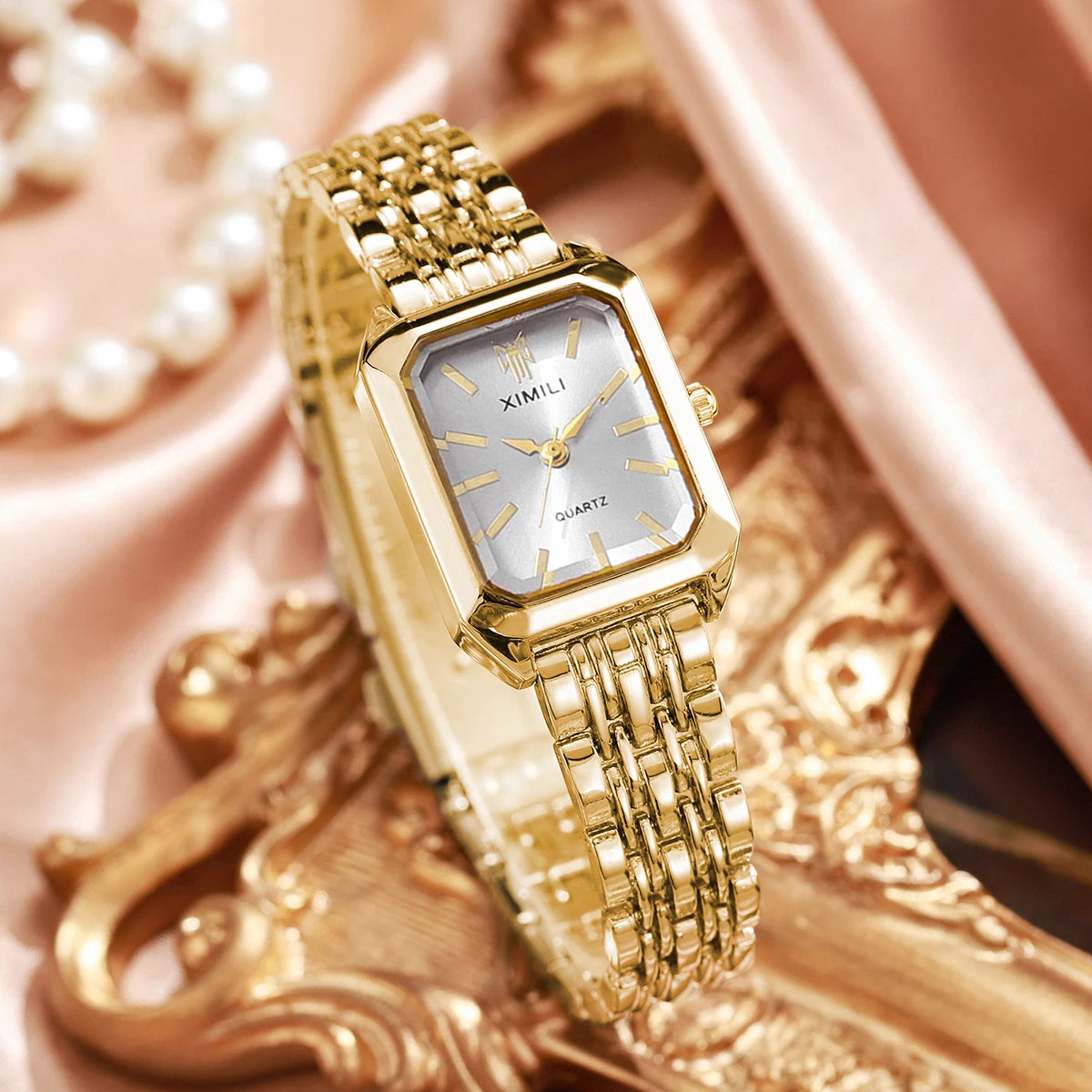 1/2/4PCS Luxury Women Watches Fashion Rectangle Woman Quartz Watch Stainless Steel Band Wristwatches Reloj Mujer（Without Box）