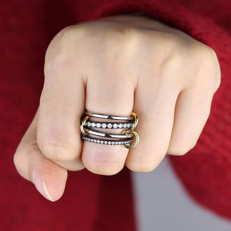 Stacking Engagement Band Rings For Women Plain Micro Paved 5A CZ Mix Color Multi Pieces Stack Full Finger Jewelry