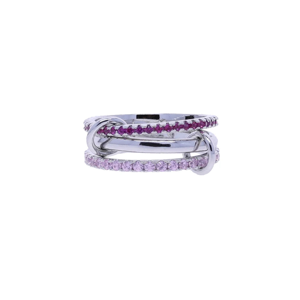 Stacking Engagement Band Rings For Women Plain Micro Paved 5A CZ Mix Color Multi Pieces Stack Full Finger Jewelry