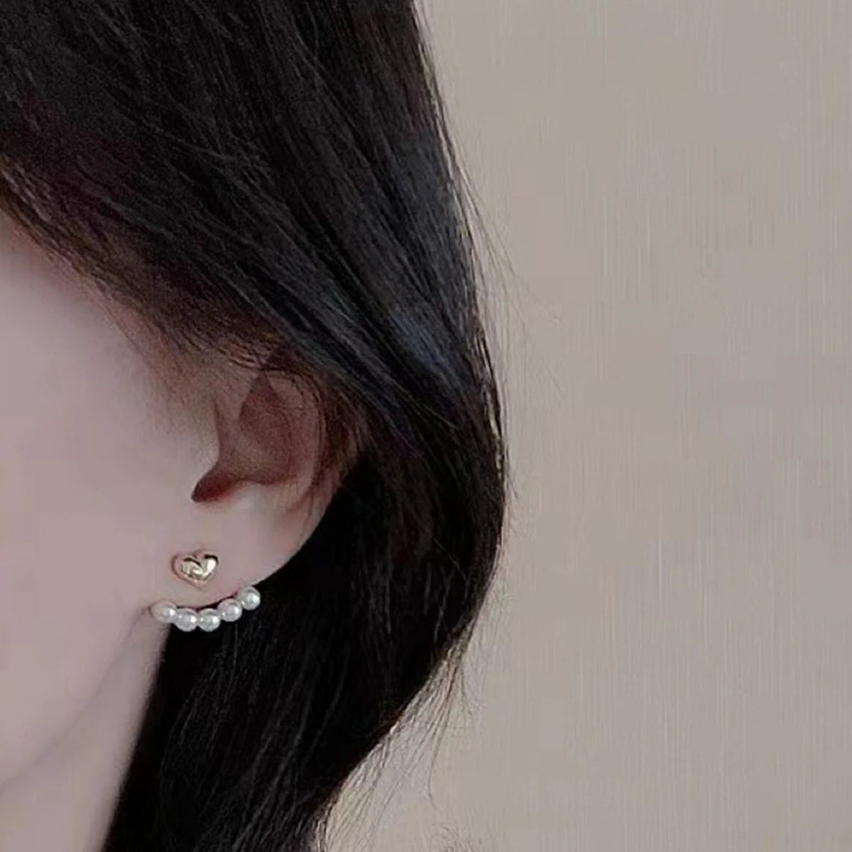 Light Luxury Imitation Pearl Stud Earrings Sweet Heart-shaped Ear Stud For Women Fashion Party Wedding Brid Jewelry Gift