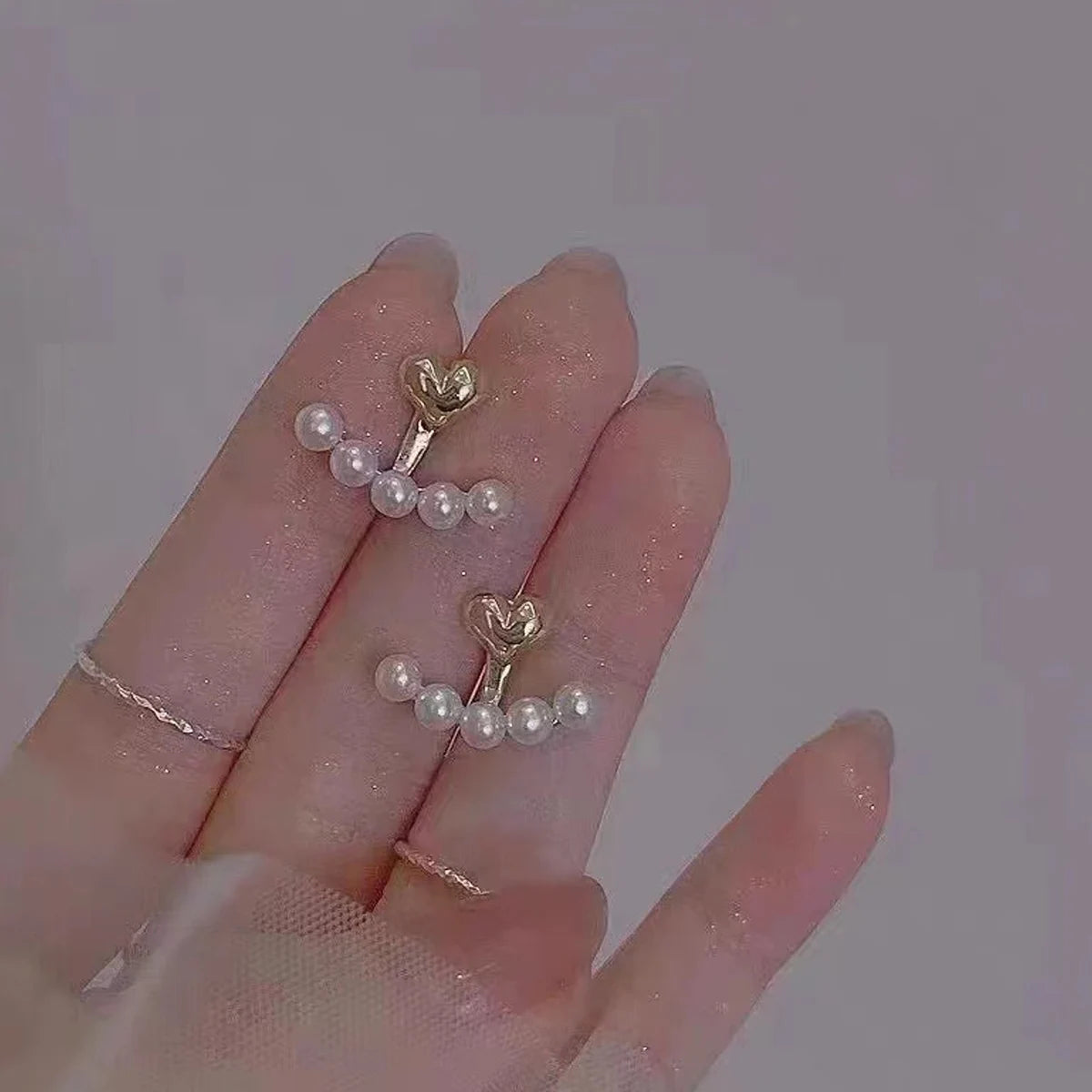 Light Luxury Imitation Pearl Stud Earrings Sweet Heart-shaped Ear Stud For Women Fashion Party Wedding Brid Jewelry Gift