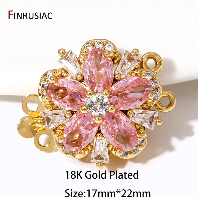 Multi Styles 18K Gold Plated Brass Flower Insert Safety Clasps,Fastener Pearl Clasps Connectors For DIY Jewelery Making Supplies