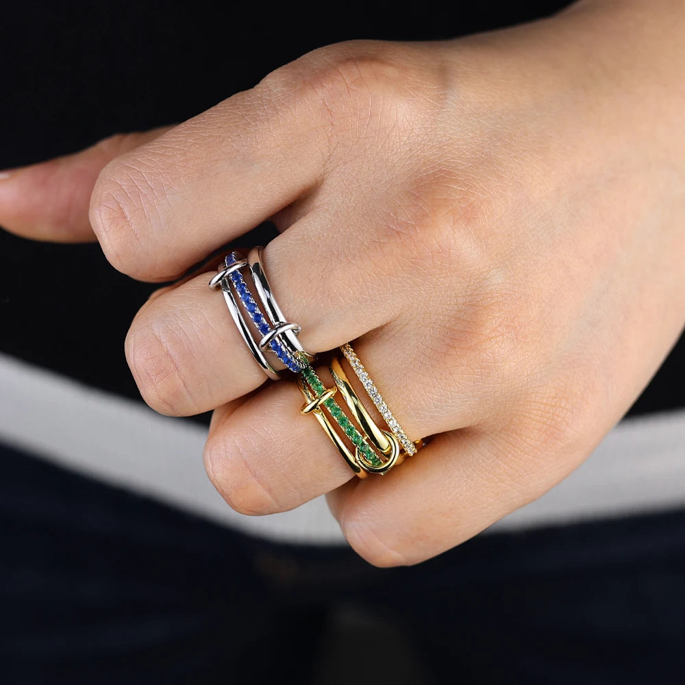 Stacking Engagement Band Rings For Women Plain Micro Paved 5A CZ Mix Color Multi Pieces Stack Full Finger Jewelry