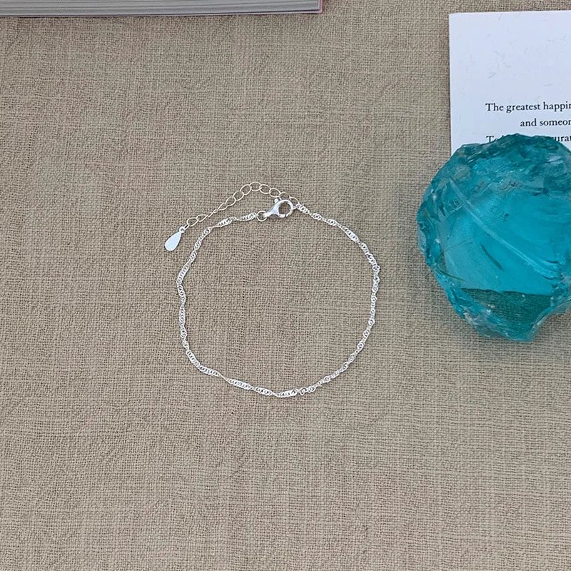 VENTFILLE 925 Sterling Silver Line Extremely fine Bracelet for Women Love Haert Bead Korean Ins Sweet Jewelry Gift