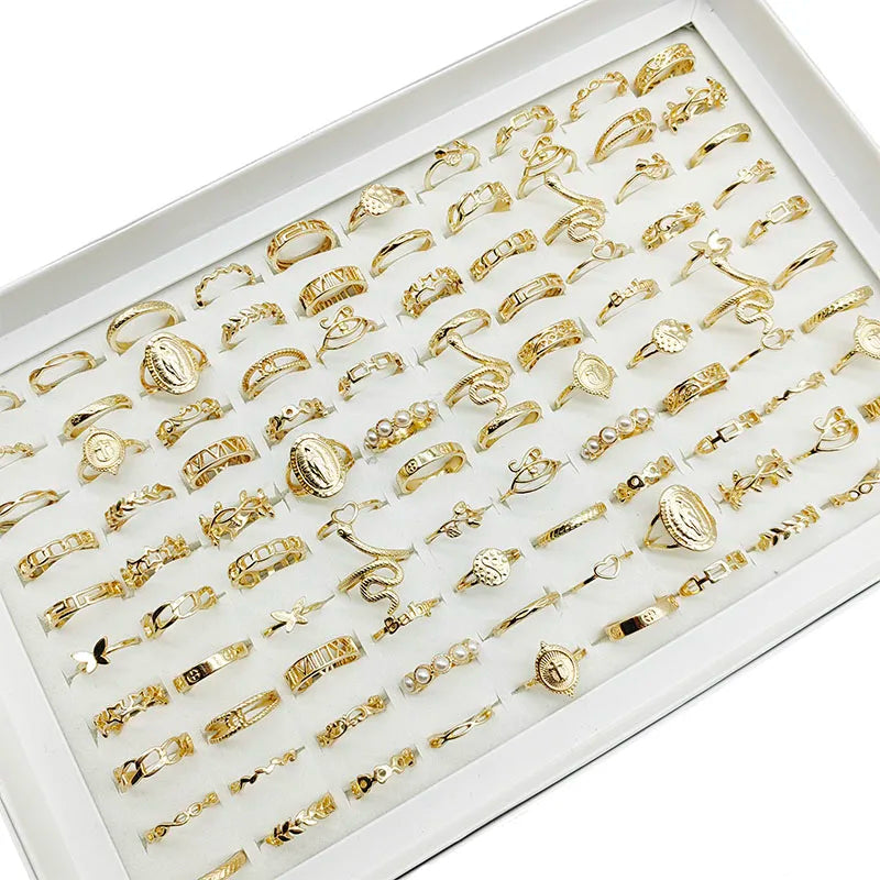 30pcs/Lot Factory Wholesale Alloy Finger Rings For Women HOT New Big Flower Cutout Skull Spider Animal Leaf Love Snake Jewelry