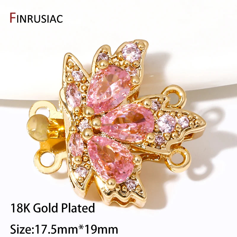 Multi Styles 18K Gold Plated Brass Flower Insert Safety Clasps,Fastener Pearl Clasps Connectors For DIY Jewelery Making Supplies