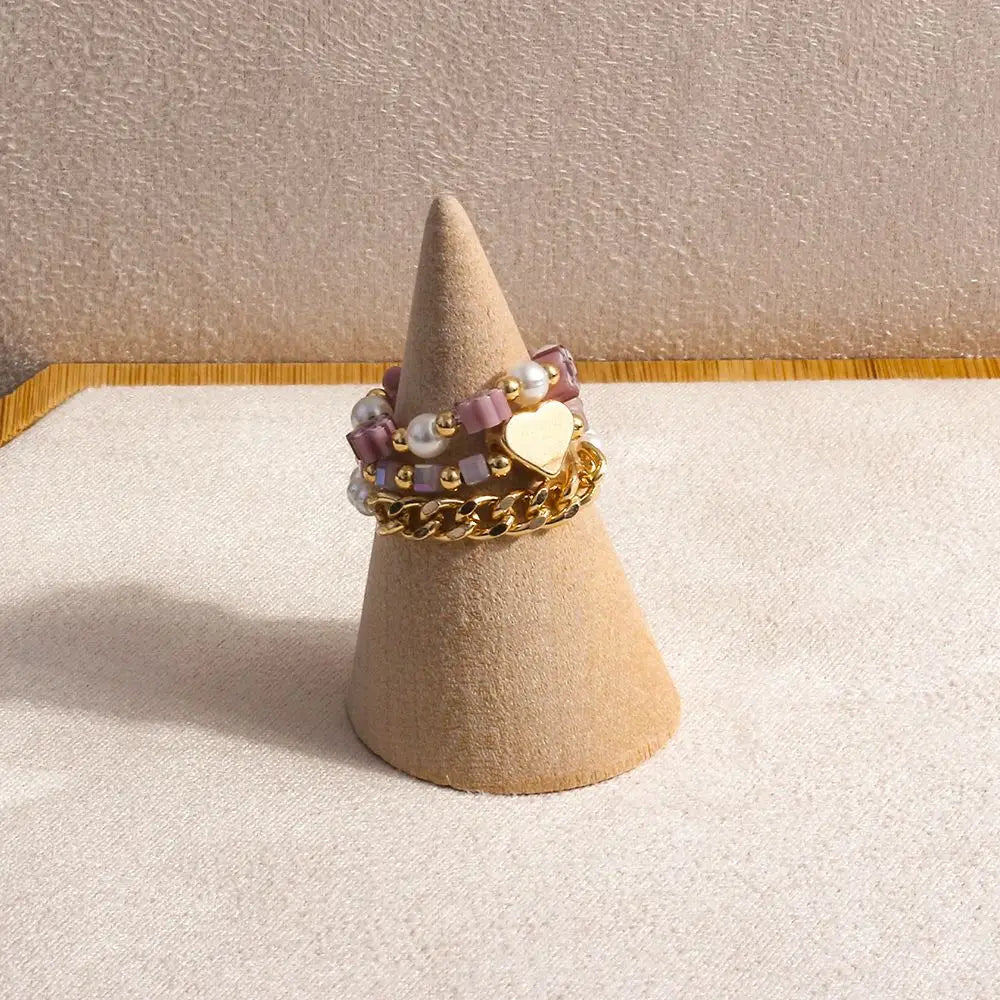 Vegetarian Circle Minimalist Accessories Beads Korean Style Resin Ring Women Pearl Ring Set Popular Accessories Party Favors