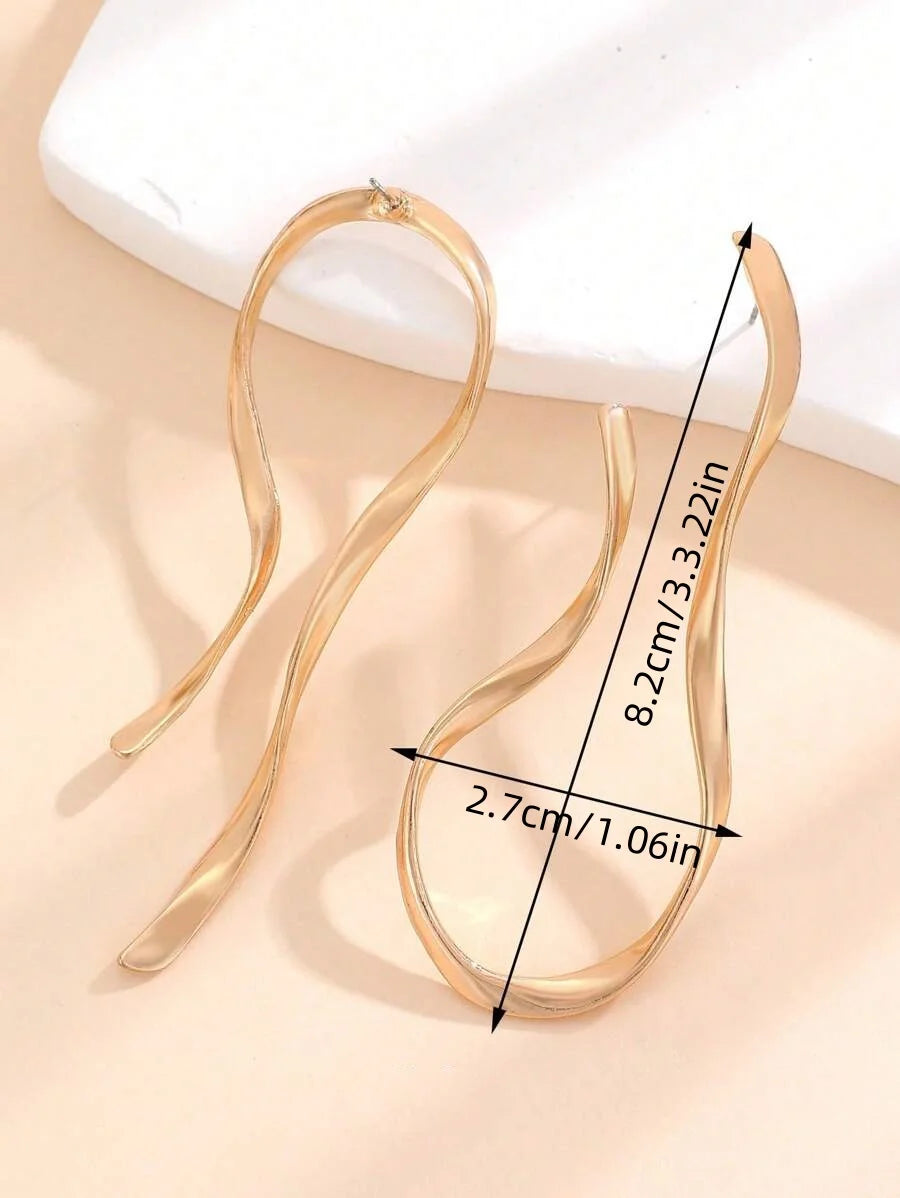 Exaggerated Irregular Geometric Metal Earrings Gold Silver Color Big Dangle Earrings For Women Fashion Minimalist Jewelry