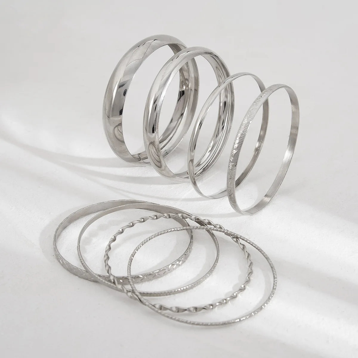 KMVEXO Stainless Steel Bracelets Set for Women Men Twist Texture Bangles Gold Silver Color Jewelry Statement Streetwear Goth