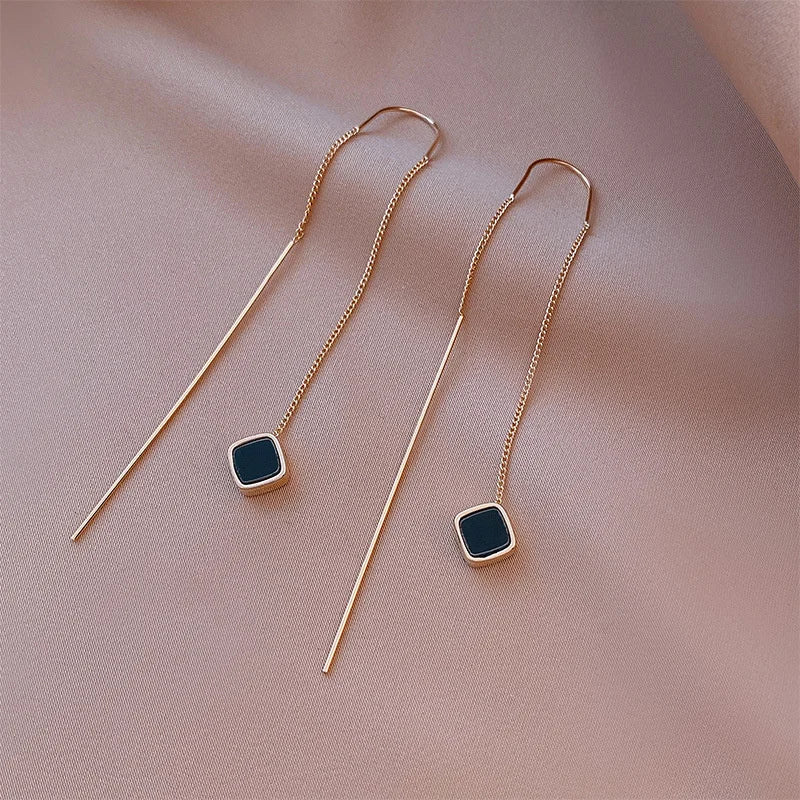 Korean Exquisite Imitation Pearl Tassel Drop Earring For Women Shiny  Zircon Flower Leaf Long Ear Line Geometric Earring Jewelry