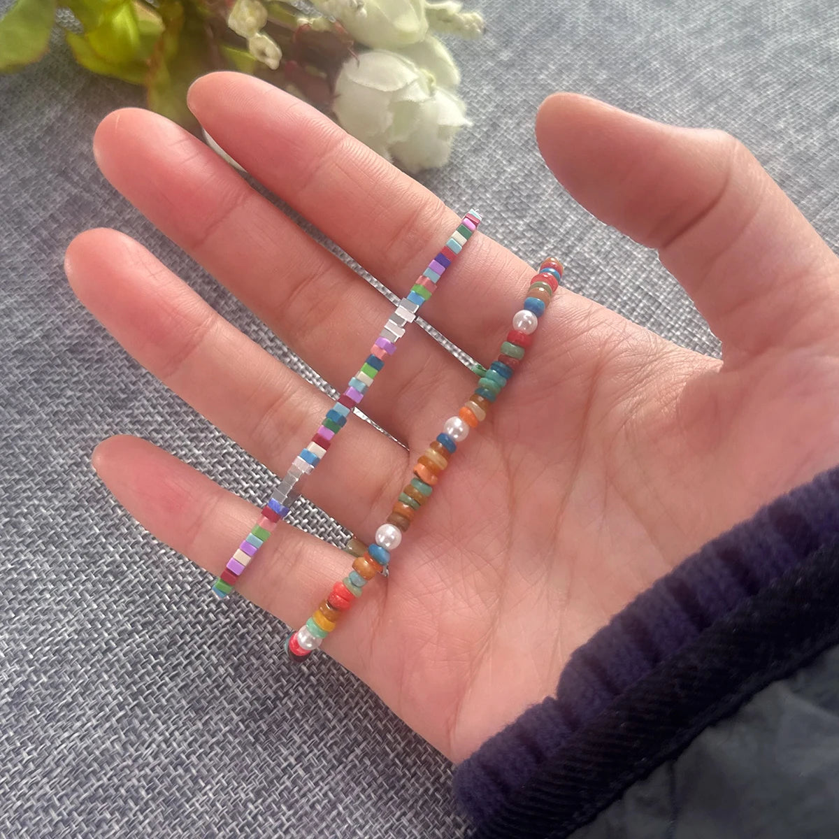VENTFILLE 925 Sterling Silver Line Extremely fine Bracelet for Women Love Haert Bead Korean Ins Sweet Jewelry Gift