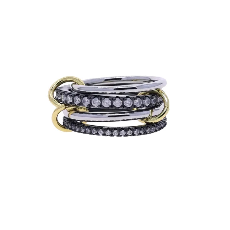 Stacking Engagement Band Rings For Women Plain Micro Paved 5A CZ Mix Color Multi Pieces Stack Full Finger Jewelry