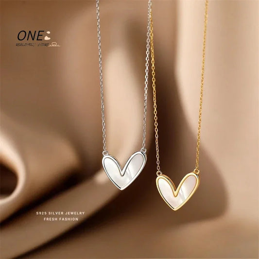 Minimalist Jewelry Pvd Gold Plated Stainless Steel Classic Shell Heart Shaped Shell Necklace for Women Party Wedding