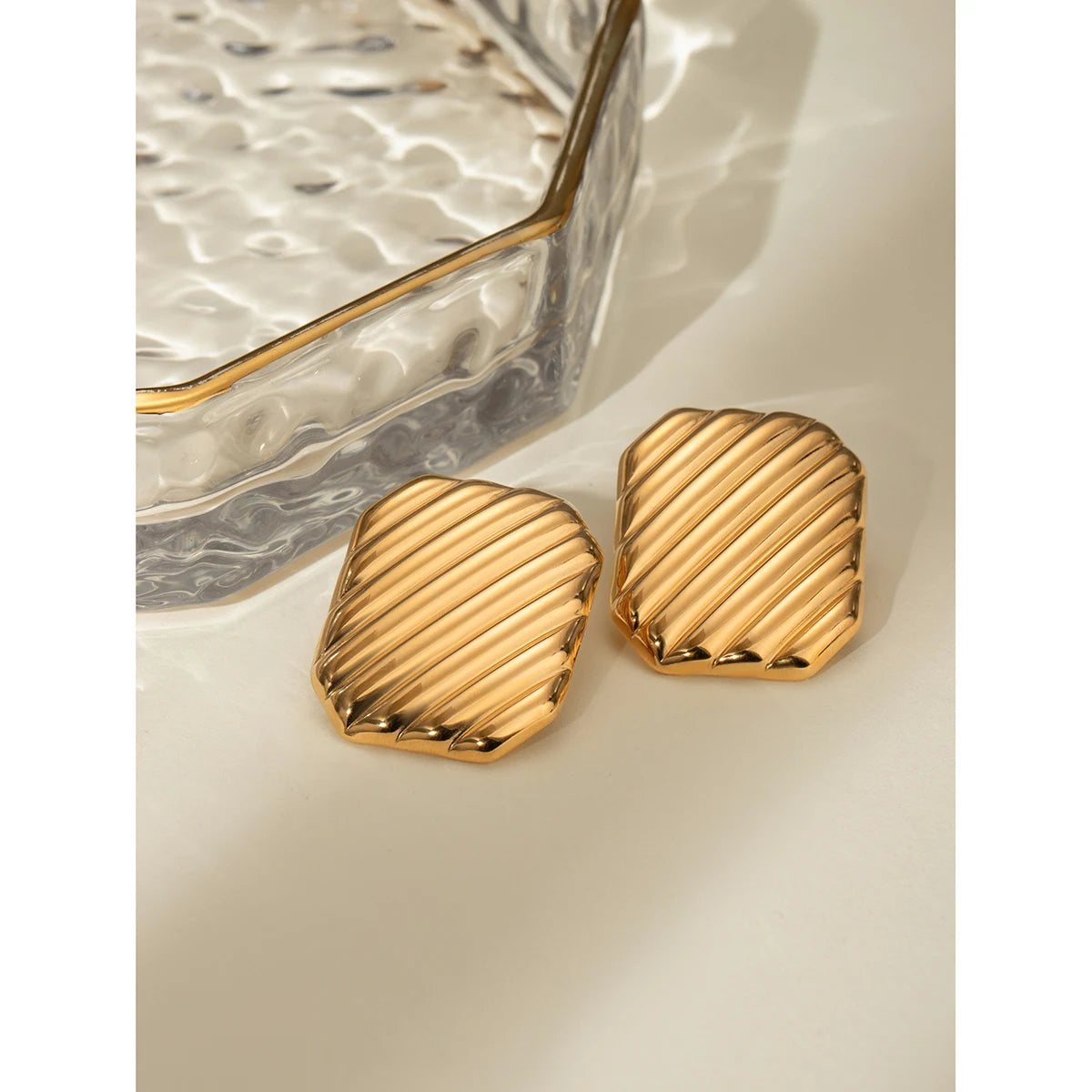 Uworld  New Stainless Steel Unusual Stud Earrings for Women Statement Metal Geometric 18K PVD Plated Minimalist Jewelry Gift