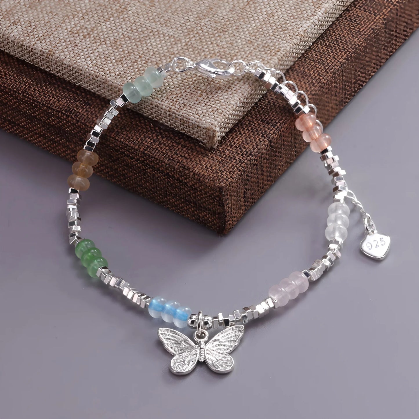 VENTFILLE 925 Sterling Silver Line Extremely fine Bracelet for Women Love Haert Bead Korean Ins Sweet Jewelry Gift