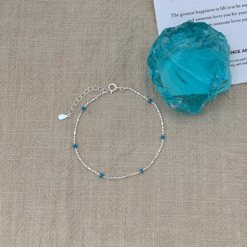VENTFILLE 925 Sterling Silver Line Extremely fine Bracelet for Women Love Haert Bead Korean Ins Sweet Jewelry Gift