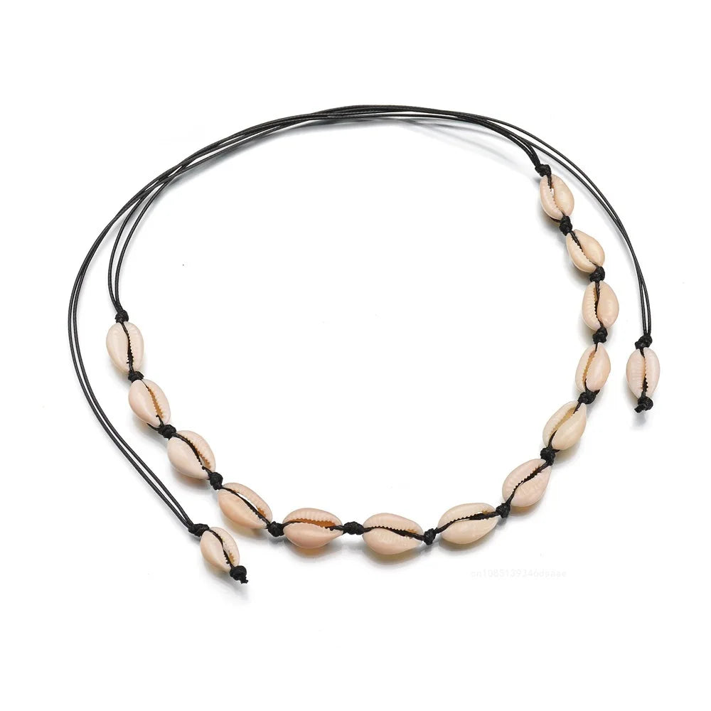 1pc Boho Beach Bohemian Shell Choker Necklaces for Women Girls Summer Fashion Minimalist Jewelry Chained Shell Pendants