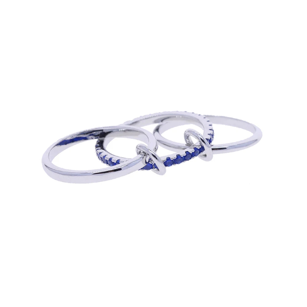 Stacking Engagement Band Rings For Women Plain Micro Paved 5A CZ Mix Color Multi Pieces Stack Full Finger Jewelry