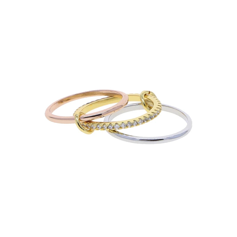 Stacking Engagement Band Rings For Women Plain Micro Paved 5A CZ Mix Color Multi Pieces Stack Full Finger Jewelry