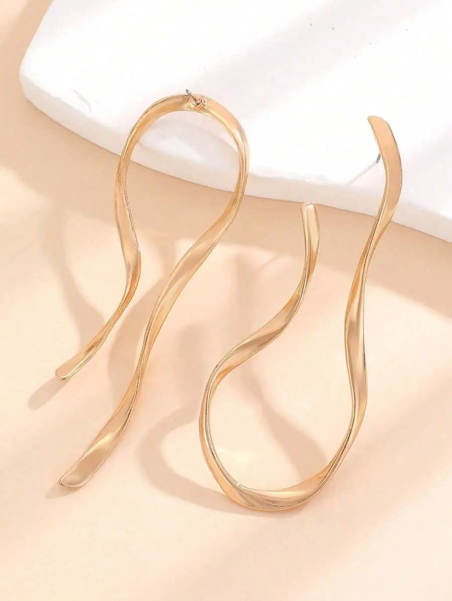 Exaggerated Irregular Geometric Metal Earrings Gold Silver Color Big Dangle Earrings For Women Fashion Minimalist Jewelry