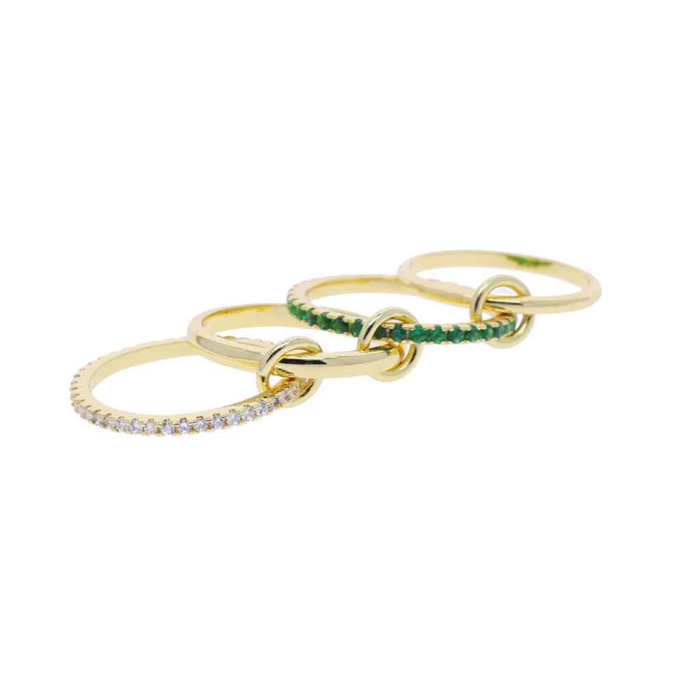 Stacking Engagement Band Rings For Women Plain Micro Paved 5A CZ Mix Color Multi Pieces Stack Full Finger Jewelry