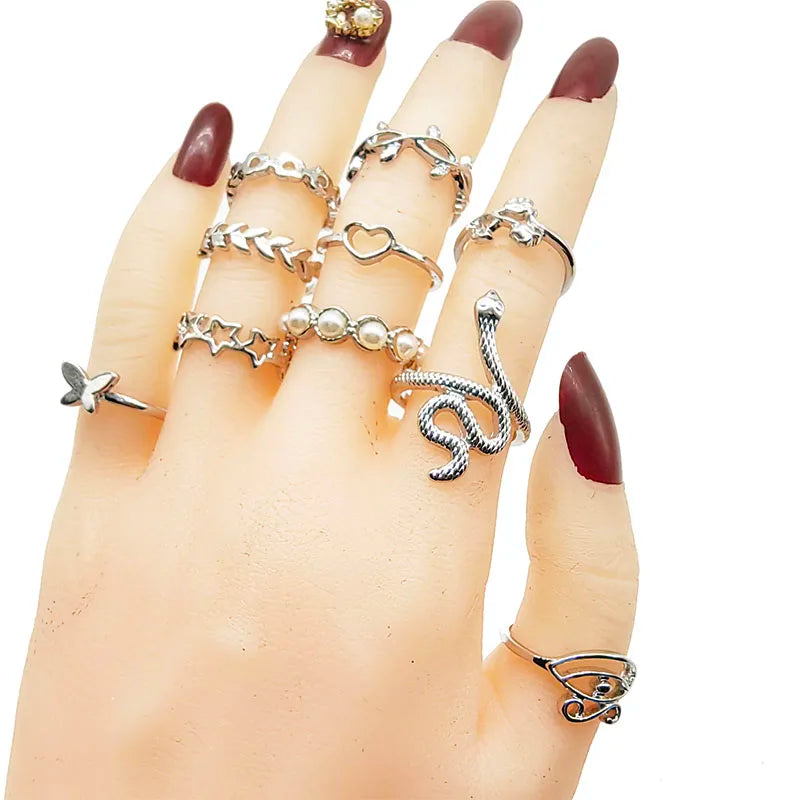 30pcs/Lot Factory Wholesale Alloy Finger Rings For Women HOT New Big Flower Cutout Skull Spider Animal Leaf Love Snake Jewelry