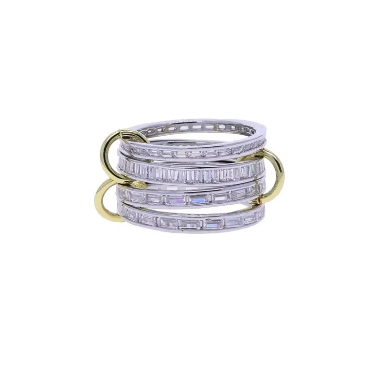 Stacking Engagement Band Rings For Women Plain Micro Paved 5A CZ Mix Color Multi Pieces Stack Full Finger Jewelry