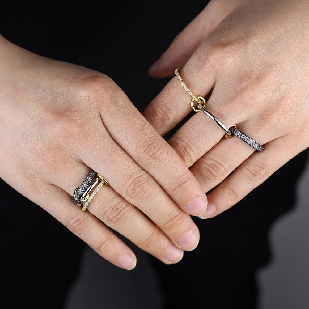 Stacking Engagement Band Rings For Women Plain Micro Paved 5A CZ Mix Color Multi Pieces Stack Full Finger Jewelry
