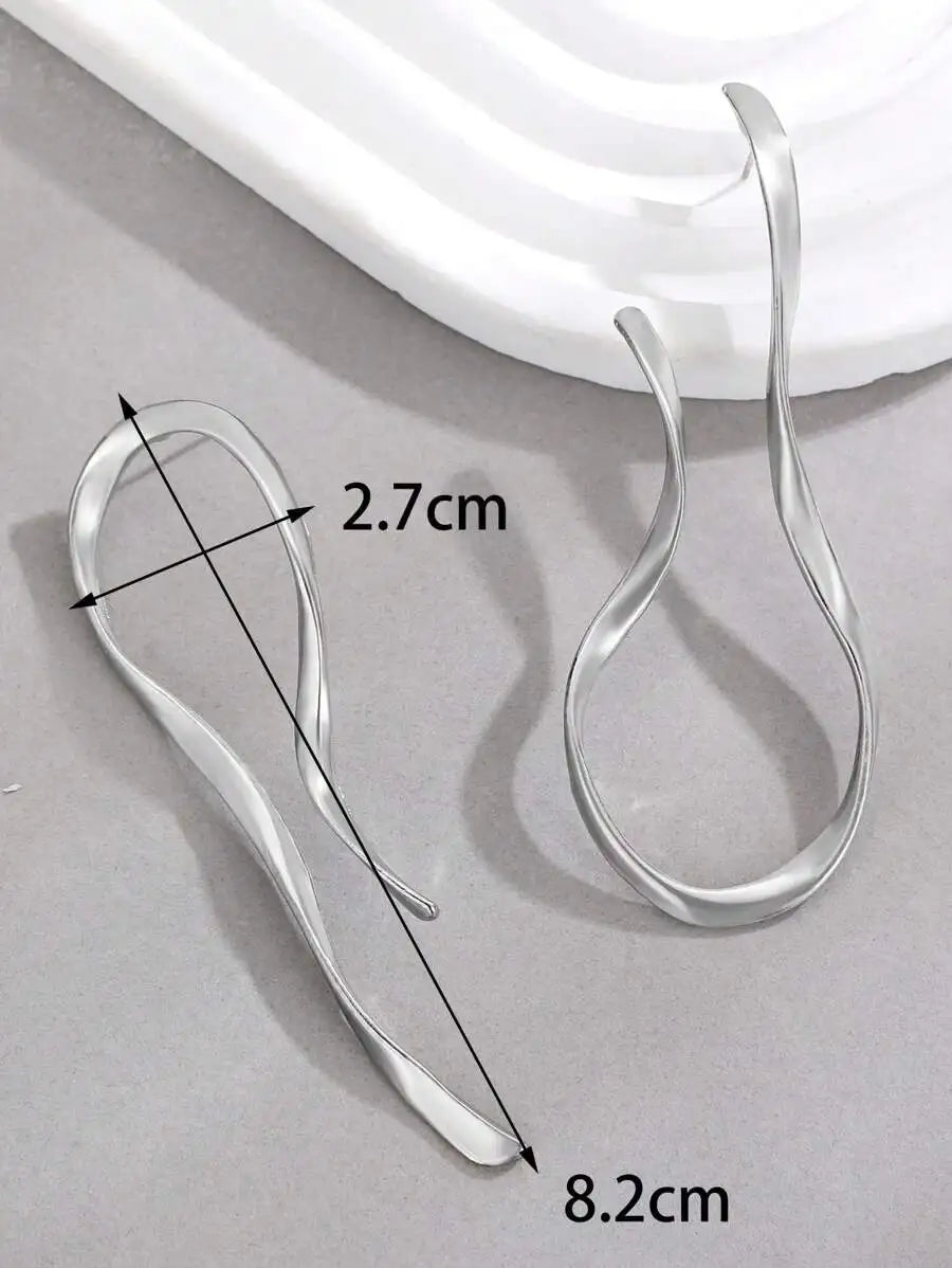 Exaggerated Irregular Geometric Metal Earrings Gold Silver Color Big Dangle Earrings For Women Fashion Minimalist Jewelry