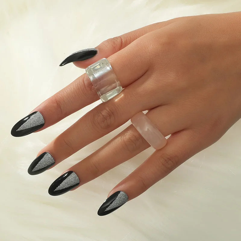 2022 Acrylic Resin Women Ring Set White Green Korean Style Ring Set Vintage Birthday Gift Trendy Geometric Wedding Bands Rings