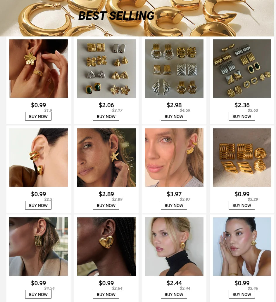 Uworld  New Stainless Steel Unusual Stud Earrings for Women Statement Metal Geometric 18K PVD Plated Minimalist Jewelry Gift